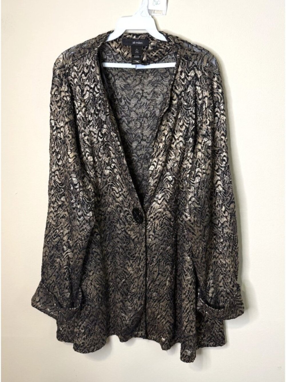 Ali Miles Blazer Jacket Lace Gold Metallic Flowy